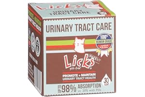 LICKS PILL FREE Licks Pill-Free Cat Urinary Tract Care - Cat UTI Care and Prevention Gel Packets - Urinary Tract Infection Supplement for Cats - Omega 3 Fish Oil and L-Lysine Supplement - Gel Packets - 30 Use