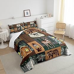 Farmhouse Bear Comforter Set Full, Rustic Cabin