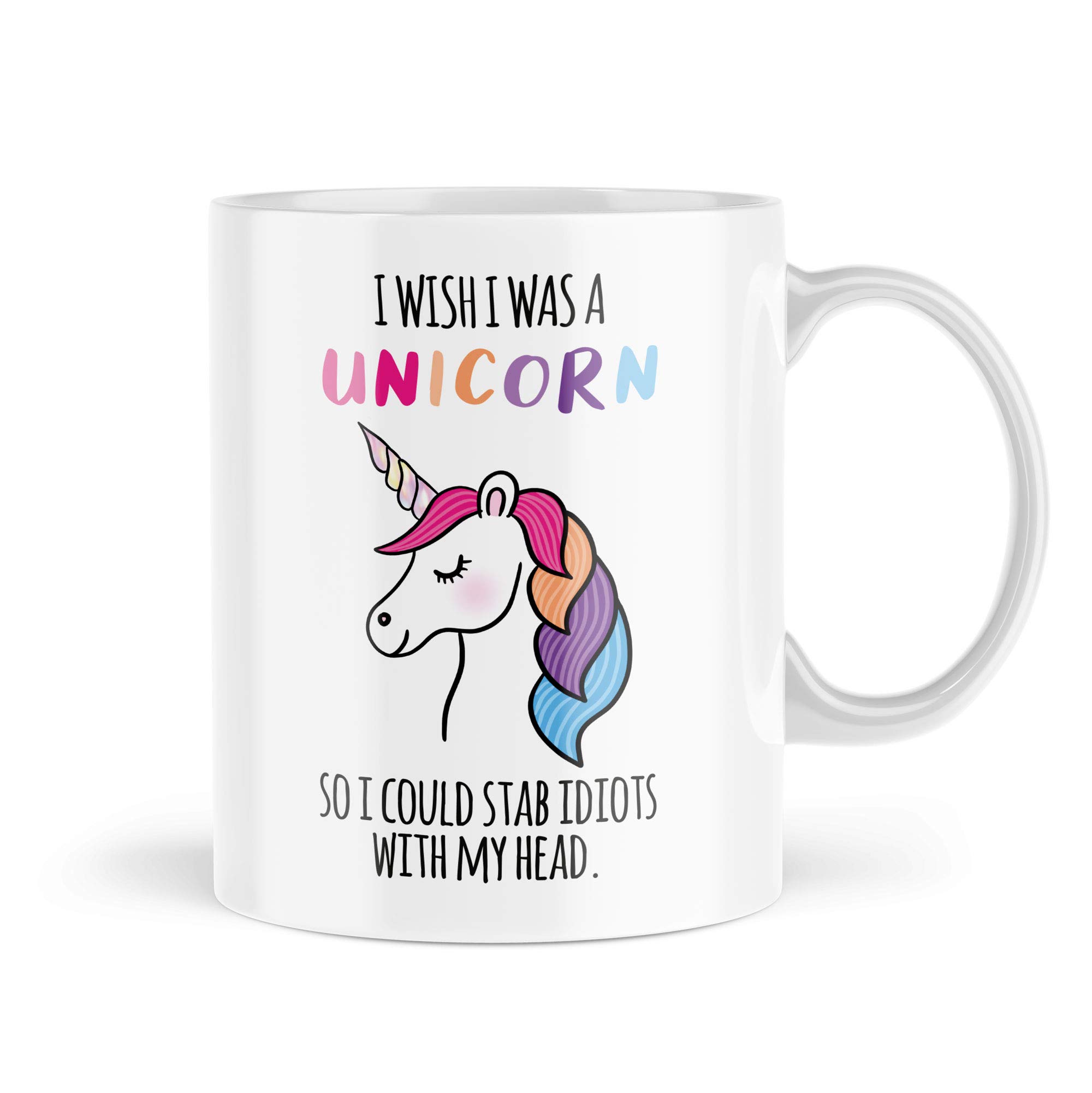Funny Mugs Sarcasm Mug Unicorn Stab Idiots with My Head Cup Coffee Friends Work Office Leaving Coffee Gift Unique Cup for Women Men 10 OZ Novelty 18th 21st 30th 40th 50th 60th Birthday MRA13