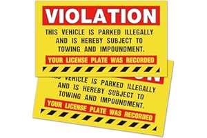 KORTTITALO “Violation - Vehicle Illegally Parked, Parking Violation Notice Vehicle is Illegally Parked -Pack of 50 Parking Violation Stickers Hard to Remove, Large Size 5" X 9"