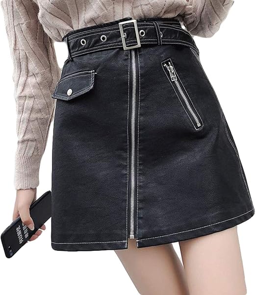 Amazon Bscoolスカート ハイウエスト Aライン レザー スカート 黒 Puスカート ファッション 韓国風 ボトムス スカート 通販