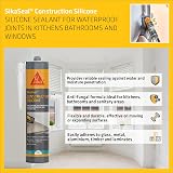 Everbuild Everflex 450 Premium+ Builders Silicone Sealant White 300ml view 3