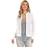 Allegra K Crochet Lightweight Cardigans for Women's Long Sleeve Zip Up Knit Sweaters Casual Jacket