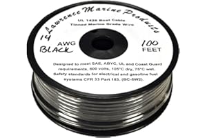 LAWRENCE MARINE PRODUCTS 14 AWG Tinned Marine Primary Wire, Black, 100 Feet