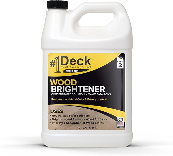 1 Deck Wood Brightener 1 Gallon Makes 5 Gallons of Wood Deck Brightening Solution, Stain