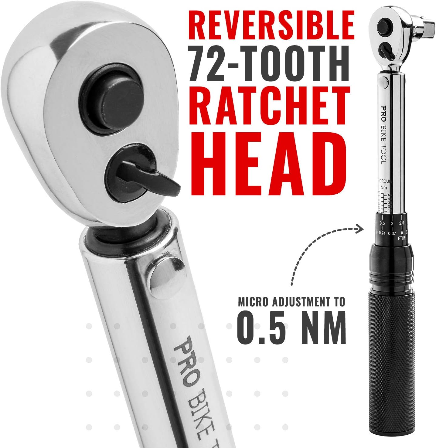 PRO BIKE TOOL 3/8 Inch Drive Click Torque Wrench Set 10 to 60 Nm – Bicycle Maintenance Kit for Road & Mountain Bikes, Motorcycle Multitool - Includes 1/2" & 1/4" Adapters, Extension Bar & Storage Box : Sports & Outdoors