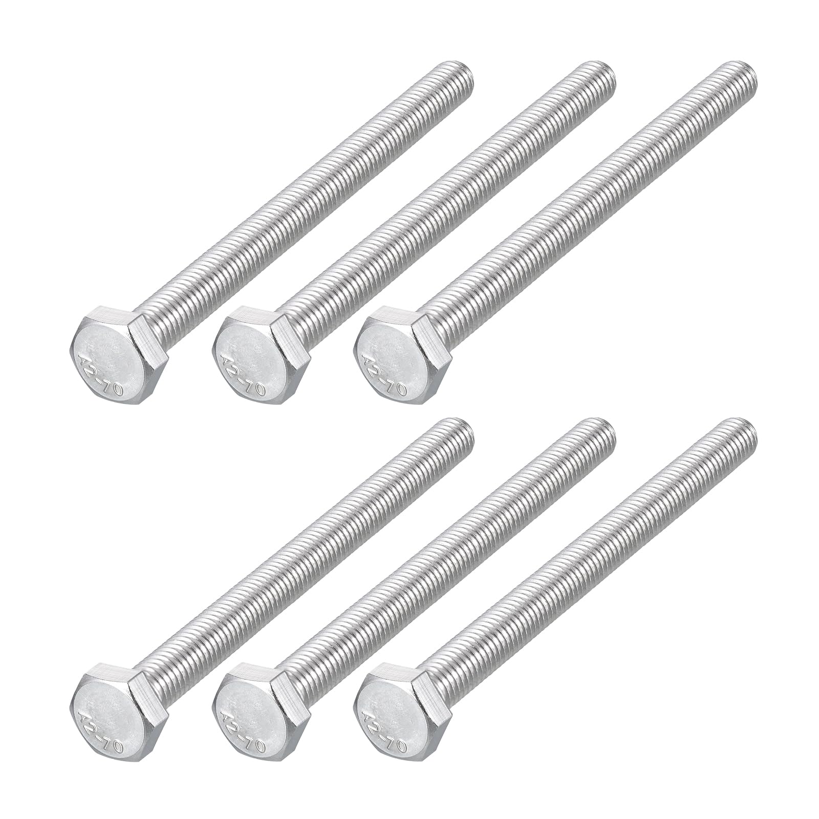 METALLIXITY Hex Bolts (M8-1.25x90mm) 6Pcs, 304 Stainless Steel Coarse Fully Threaded Hex Head Screw Bolt Machine Screws - for Furniture Repair, Silver