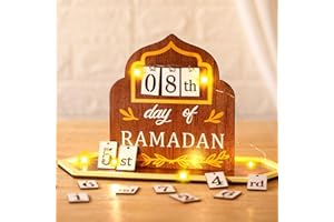 Seeloowy Ramadan Advent Calendar Wooden Countdown Calendars Decorations for Home, 30 Days Til Eid 2025, Ramada Gift Muslim Islamic Decorations Ramadan and Eid Decor