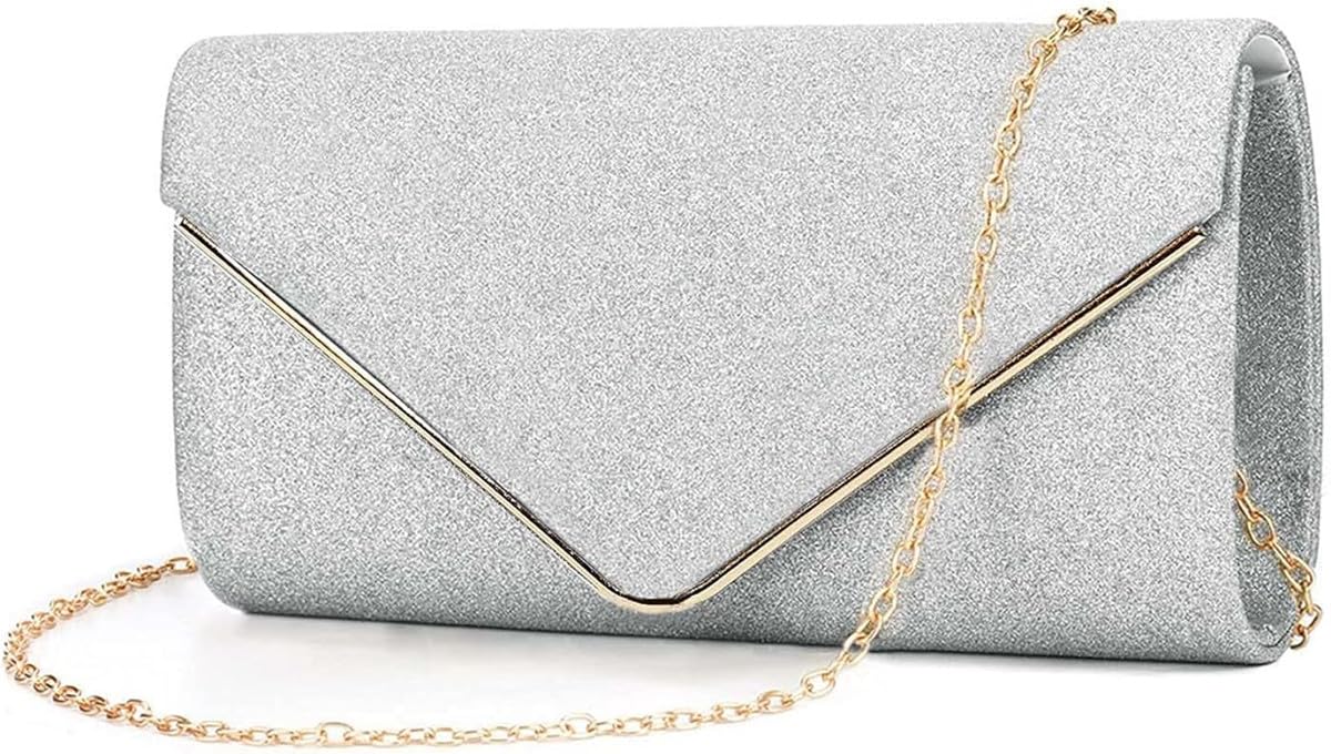 Fioeyr Women Clutch Bag Elegant Sequins Evening Clutch Purse Envelope Chain Shoulder Bags Sparkly Evening Bridal Prom Party Handbag Purse