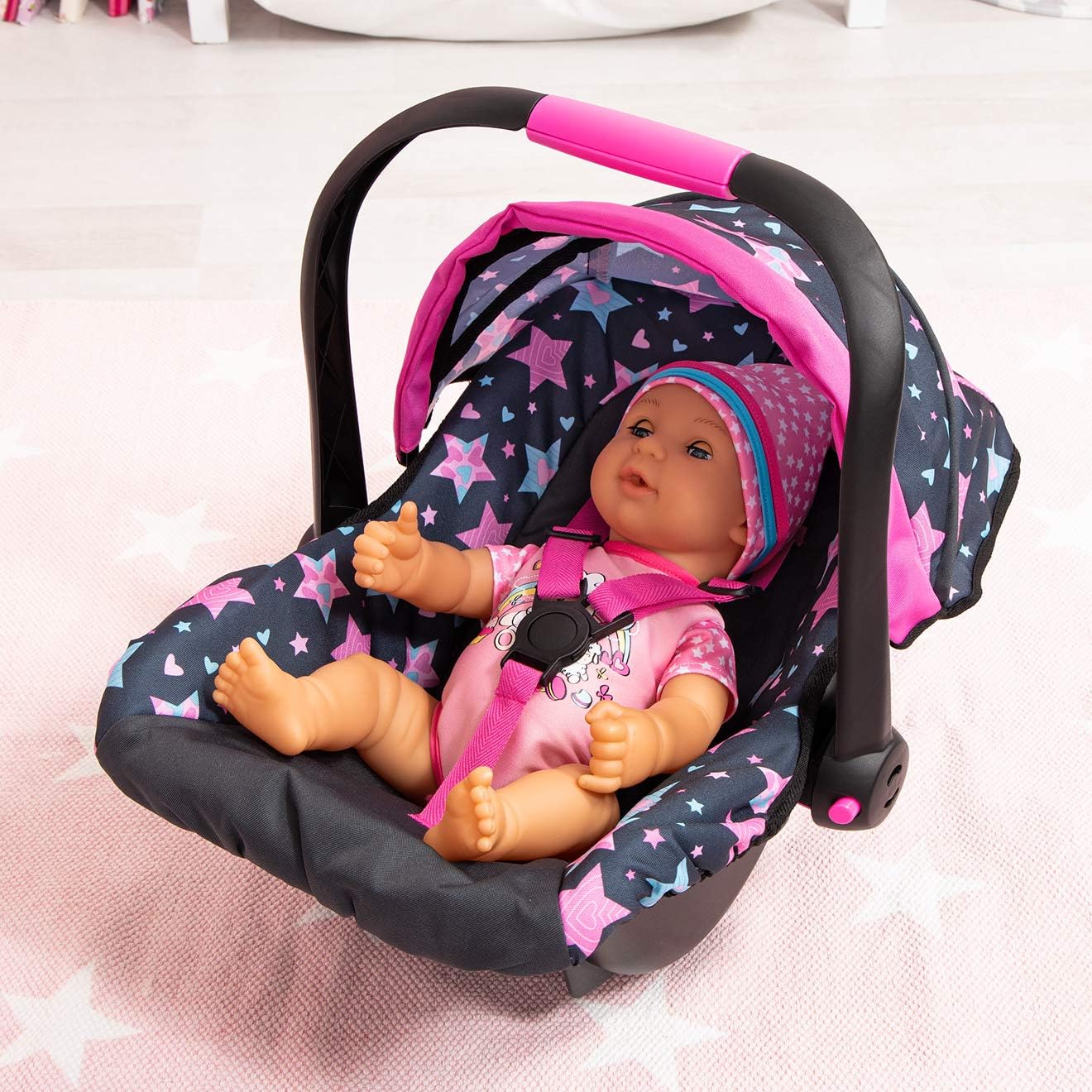 Bayer Design 67906AA Doll car seat, with sun canopy, adjustable handle, harness, for dolls up to 46 cm - Image 5