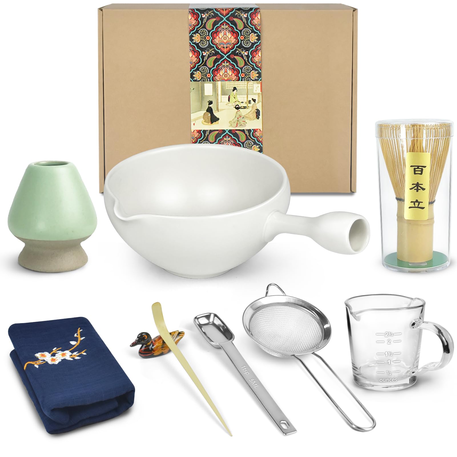 Artcome Japanese Tea Ceremony Kit - 9 PCS Matcha Set with Bowl, Whisk, Scoop, Strainer, For Usucha, Koicha & Matcha Latte — image 1
