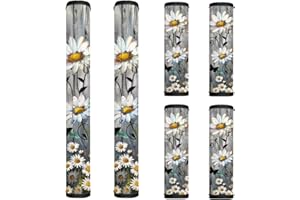 Txsniver 6 PCS Refrigerator Door Handle Covers Soft Neoprene Kitchen Appliance Gloves Fridge Microwave Dishwasher Handle Cover Protector Keep Off Fingerprints Food Stains, Daisy Butterfly Wood Grain