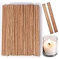 Ziosxin 50 Pieces Thicken Smokeless Cherry Wood Candle Wicks - Long Lasting Flame - Easily Burn(Without Base and Glue Point), Candle Wick H*W*D(5.1"*0.5"*0.04"/13 * 1.3 * 0.12cm)