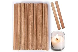 Ziosxin 50 Pieces Thicken Smokeless Cherry Wood Candle Wicks - Long Lasting Flame - Easily Burn(without base and glue point),Candle Wick H*W*D(5.1"*0.5"*0.04"/13 * 1.3 * 0.12cm)