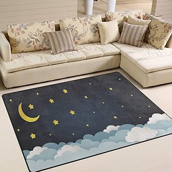 moon and stars nursery rug