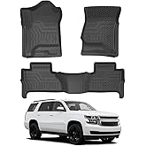 Mixsuper Custom Fit Floor Mats for Chevrolet Tahoe/GMC Yukon 2015-2020, All Weather Floor Liners Durable 1st & 2nd Row Set Black