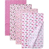 Waoot Kdet Cotton Flannel Receiving Blankets 4 Pcs, Baby Swaddle Blankets, Infant Flannel Blanket 30 X 40 Inch for Boy Girl (Style5)