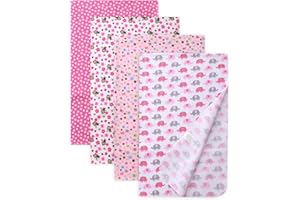 Waoot Kdet Cotton Flannel Receiving Blankets 4 Pcs, Baby Swaddle Blankets, Infant Flannel Blanket 30 X 40 Inch for Boy Girl (Style5)