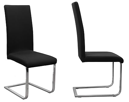 2er Set Jersey Stuhlhusse (Farbe wählbar), elastische Uni Stretch-Husse aus Baumwolle Bi-Elastisch (Schwarz)