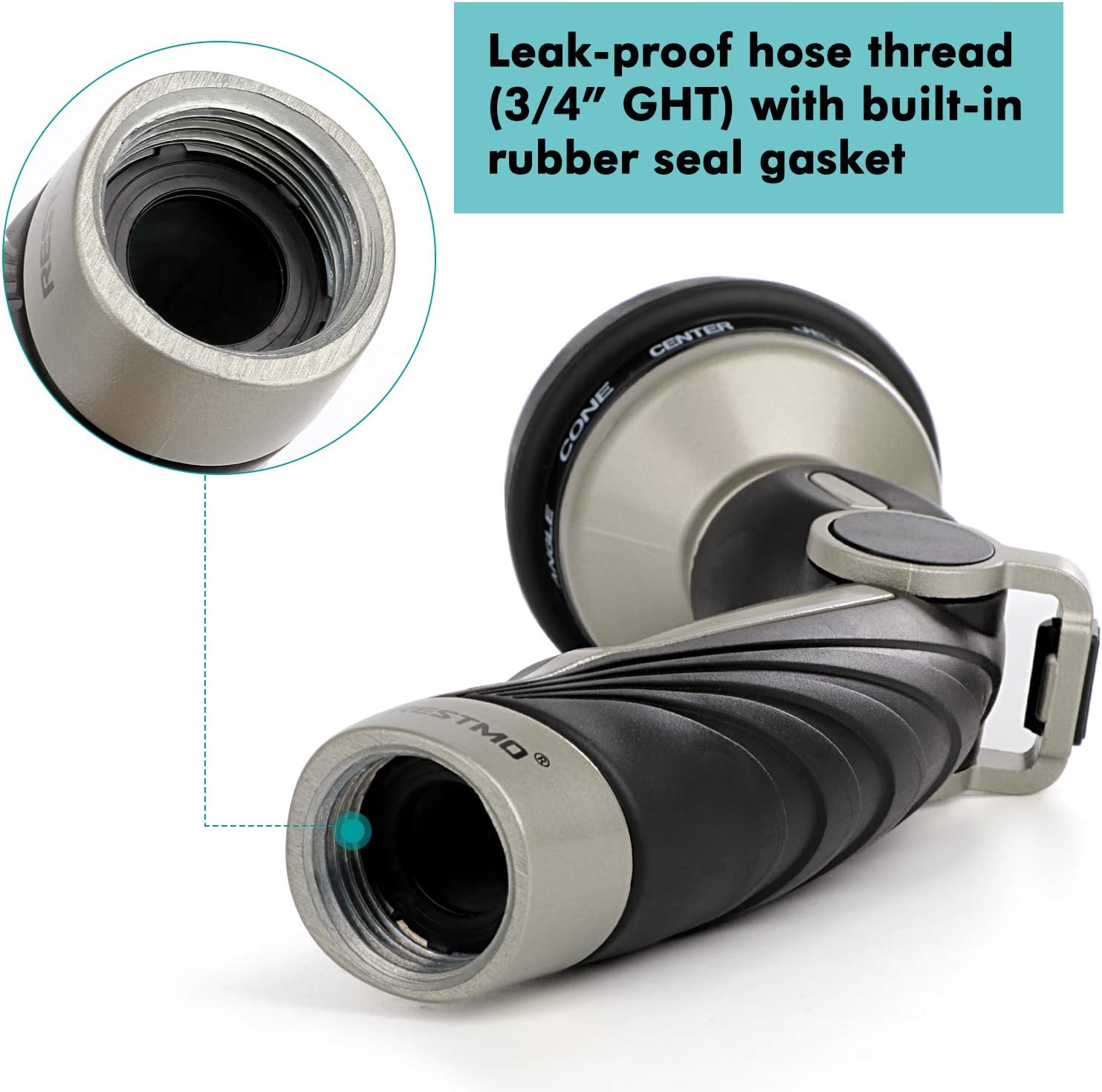 RESTMO Hose Nozzle Heavy Duty, Metal Water Hose Sprayer for Garden, 9 Spray Patterns | High Pressure | Thumb Flow Control | On/Off Valve, Ideal for Outdoor Lawn & Plant Watering, Car & Pet Washing: Home Improvement