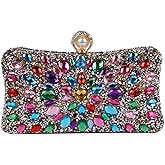 SUKUTU Women Rhinestone Evening Bag MultiColored Dazzling Crystal Clutch Bag Party Bridal Wedding Cocktail Handbag