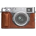 MUZIRI KINOKOO Fuji X100VI Case, Genuine Leather Protective Half Case Compatible for Fujifilm X100VI Camera - with Opening Bottom and Hand Grip Design - Brown