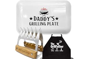 LEWARAN Dad Gifts from Daughter, Christmas Dad Gifts, Daddy Platters with Stainless Steel Meat Shredder Claws and Apron, Chicken BBQ Smoker Accessories, Grilling Birthday Gifts for Him Dad