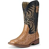 Rollda Kids Cowboy Boots Girls Cowgirl Boots Square Toe Boys Western Boots for Toddler/Little Kid/Big Kid