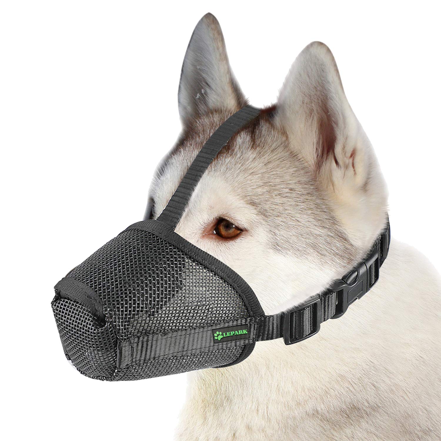 ILEPARK Nylon Mesh Dog Muzzle with Overhead Strap for Small,Medium and