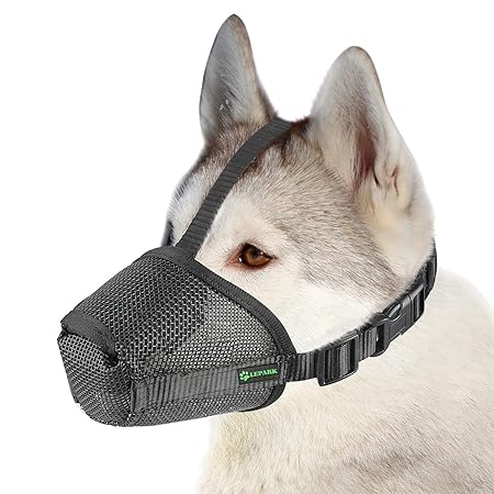 RockPet Nylonnetz Maulkorb mit Sicherheitsriemen für Kleine, Mittlere und Große Hunde, Verhindert Beißen, Bellen und Kauen