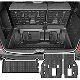 powoq 3rd Row Cargo Mat Compatible with 2021-2026 Toyota Sienna Trunk Mat Backrest Mat TPE Cargo Liner Replacement for 2021 2022 2023 2024 2025 2026 Toyota Sienna Accessories(Trunk Mat+Backrest Mat)