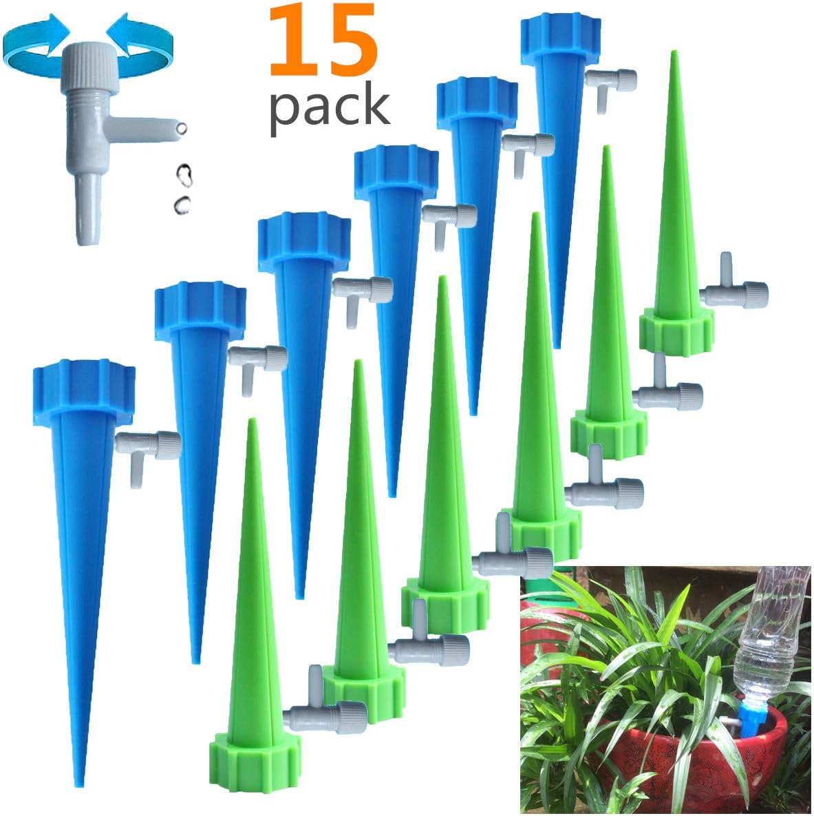 femst Plant Self Watering Spikes Bulbs Globes Stakes System Vacation Plant Waterer Nannies Pot Self Drip Irrigation Slow Release Devices Care Your Indoor & Outdoor Home and Office Plants (15pack)