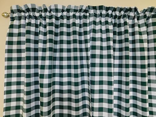 Amazon Com Green Gingham 1 Check Curtain 2 Panels 28 X 54