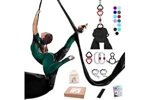 IONTACH Aerial Silks Yoga Swing Set Equipment - 11 Yards Aerial Yoga Hammock kit, Low-stretch fabrics for Beginner Dance, Full Accessories