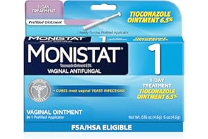 Monistat 1-Day Yeast Infection Treatment for Women, 1 Pre-Filled Tioconazole Cream Applicator, Fast-Acting Relief for Vaginal Itching