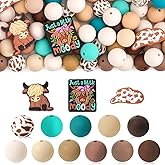 Kaciola 100 PCS Highland Cow Silicone Beads for Keychain Making, Western Cow Shape 15mm Silicone Focal Beads Bulk for Pens Jewelry Crafts DIY