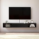 Pmnianhua Floating TV Stand with Drawer,59'' Wall-Mounted TV Cabinet,Floating TV Console,Under TV Entertainment Shelf with Storage for Bedroom Living Room(Black)