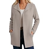 GRACE KARIN Women Long Cardigan Sweaters, Fall Chunky Sweater Jacket, Ribbed Knit Lapel Coatigan with Pockets