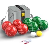 JOLORLY Professional Grade 107mm Bocce Ball Game Set Regulation Size and Weight 920g for Official Tournaments (Red and Green)