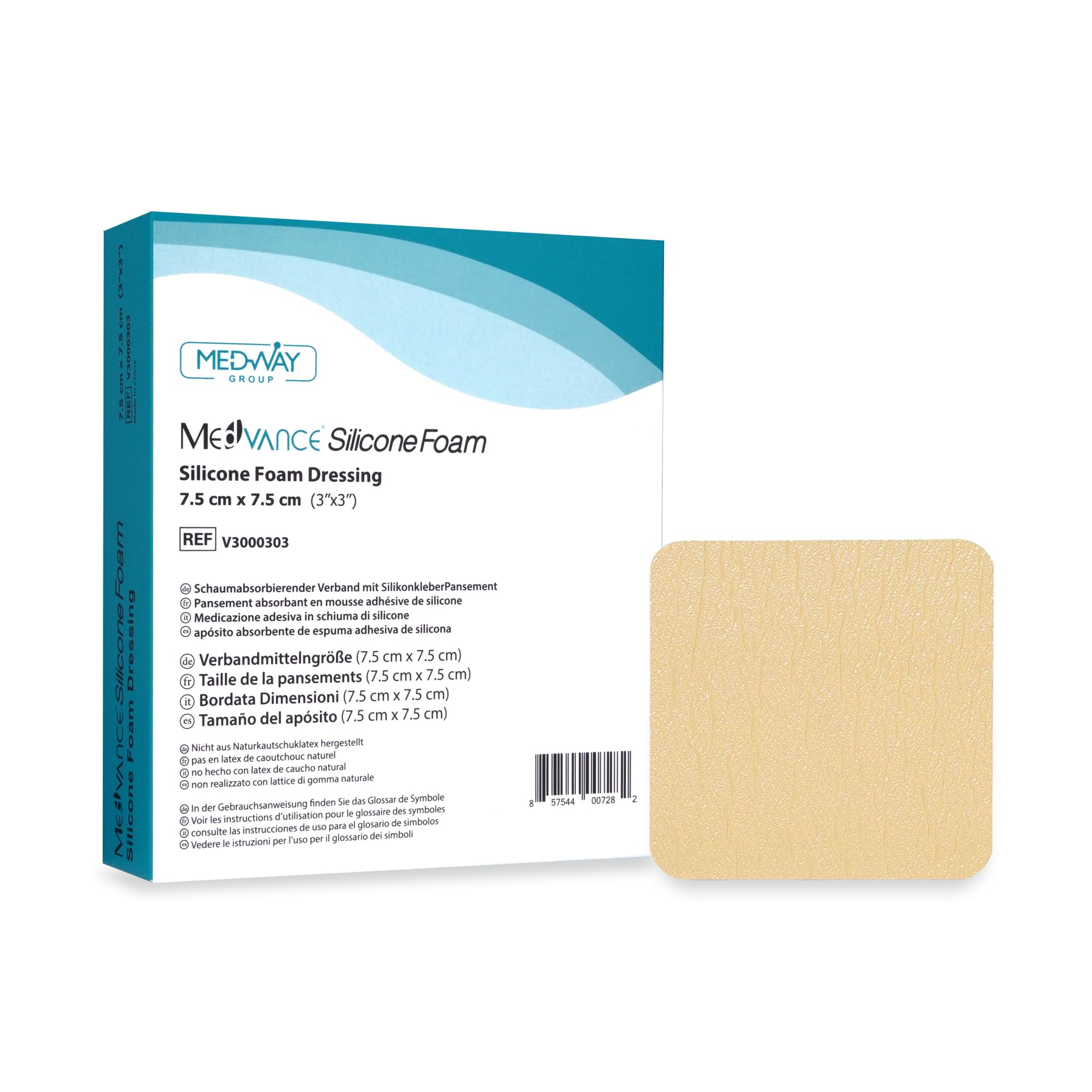 MedVance TM Silicone - Silicone Adhesive Foam Absorbent Dressing, 3"x3", Box of 5 dressings