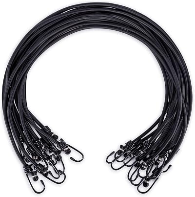 WeFine 10 Pack Bungee Cords with Hooks 32 inch UV-Resistant Heavy Duty Black