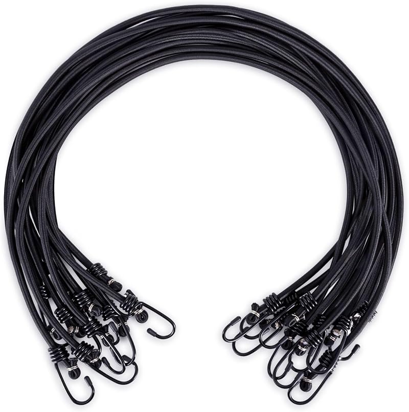 WeFine 10 Pack Bungee Cords with Hooks 32 inch UV-Resistant Heavy Duty Black