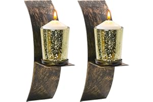 MrMrKura Wall Candle Sconce Set of 2, Decorative Black Wall Mounted Candle Sconces, Metal Wall Art for Living Room Bedroom Di