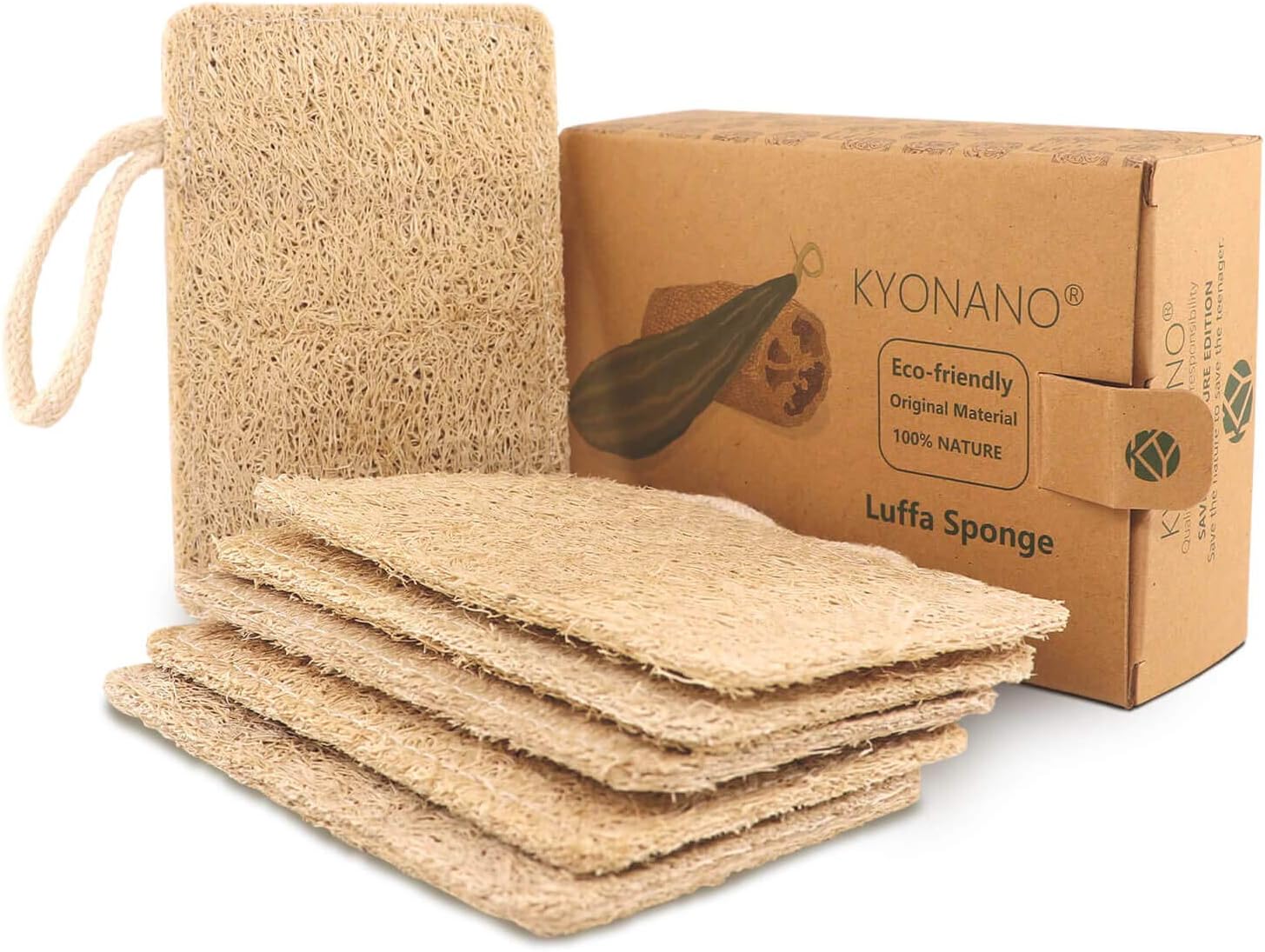KYONANO Natural Dishwashing Sponges, Zero Waste Natural Sponge, Eco