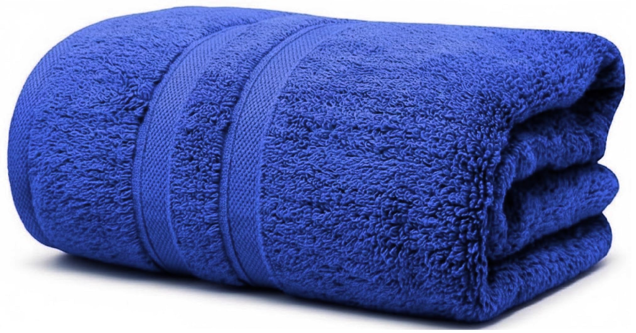 Extra Large Jumbo Bath Sheets 80 cm W x 200 cm L, Super Soft 100% Egyptian Cotton Body Wrap XL Size Bath Towel 600-GSM (Blue)