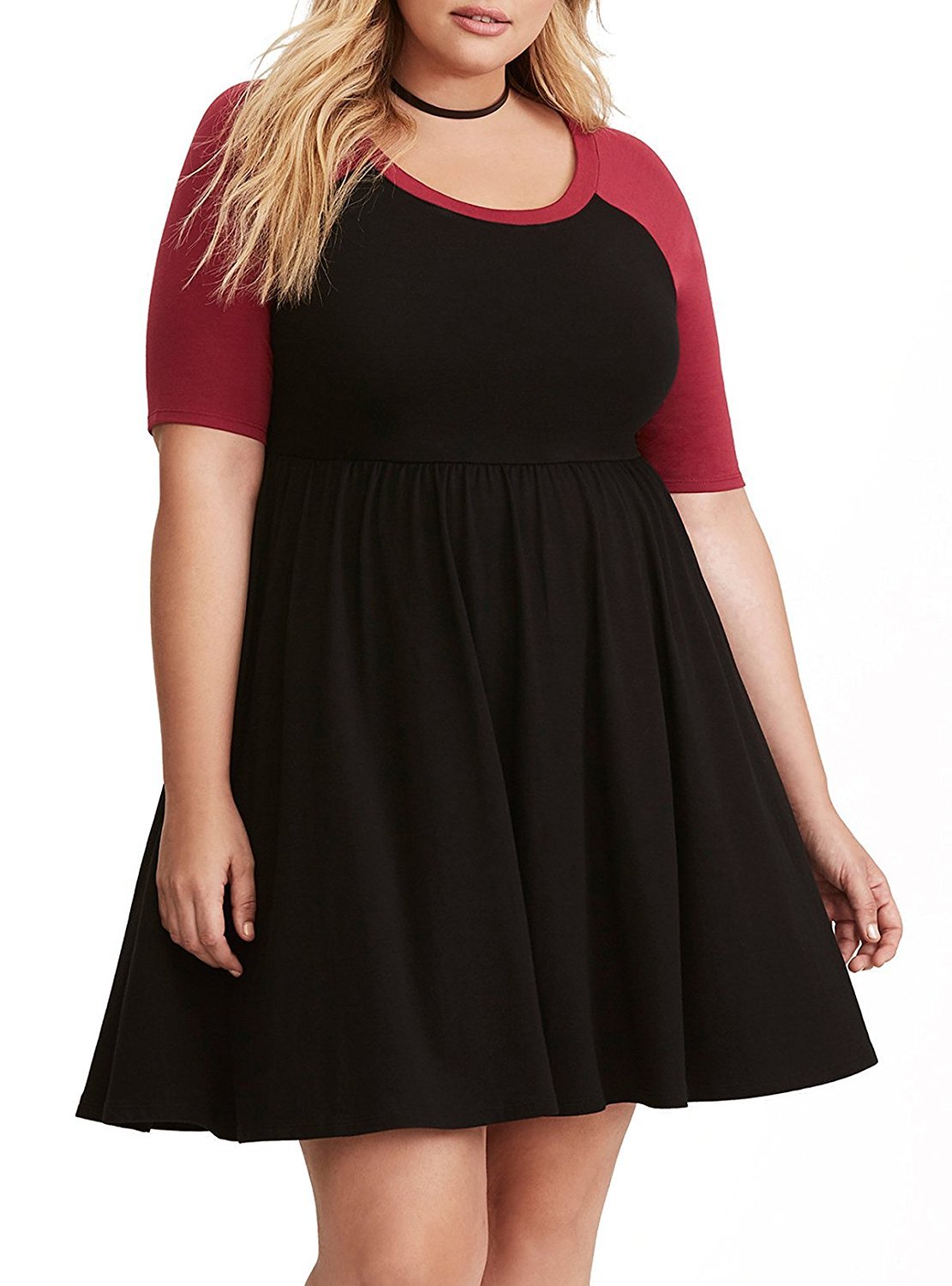 Crewneck Swing Casual Skater Dress 