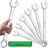 6-Piece Metric Wrench Set, Large Wrench Set Metric and Standard, 23mm, 24mm, 26mm, 27mm, 30mm, 32mm Long Big Open End Wrench Tool Set Roll Up Pouch Organizer, Combination Wrenches Sets