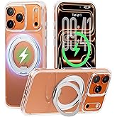 for iPhone 17 Pro Max Case [6.9-Inch], Clear Hard Back with 360° Rotatable Invisible Stand, Compatible with MagSafe, Shockproof & Drop-Resistant Protective Cover