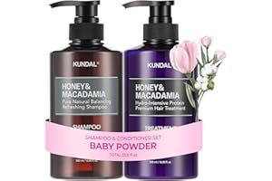 KUNDAL Korean Shampoo and Conditioner Set – [Baby Powder], Salon-quality, Long Lasting Scent, Moisturizing, Sulfate-Free Formula with Argan & Macadamia Oil, 16.9 fl oz (2 Pack)