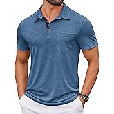 COOFANDY Men Short Sleeve Polo Shirt Casual Summer Collar Shirts Dress Button Polo T Shirt Classic Golf Shirts